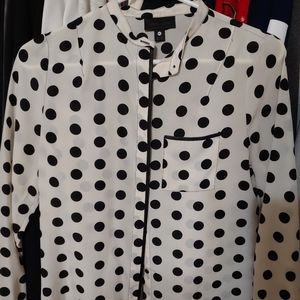 Button up polka dot long sleeve blouse